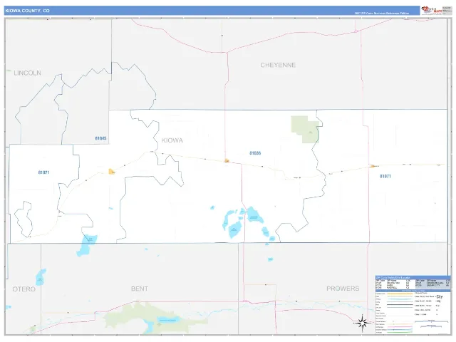 Kiowa County, CO ZIP Code Wall Map, Business Reference style