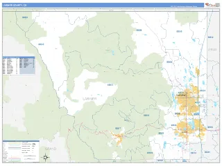 Larimer County, CO Business Reference style ZIP Code wall map