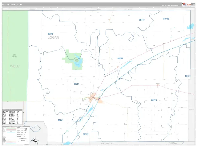 Logan County, CO ZIP Code Wall Map, Classic style