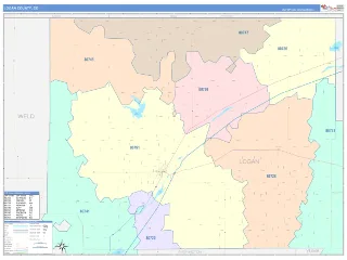 Logan County, CO ColorCast style ZIP Code wall map