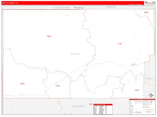 Moffat County, CO RedLine style ZIP Code wall map