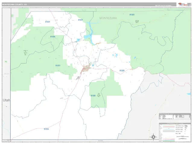 Montezuma County, CO ZIP Code Wall Map, Classic style