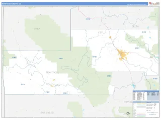 Montrose County, CO Business Reference style ZIP Code wall map