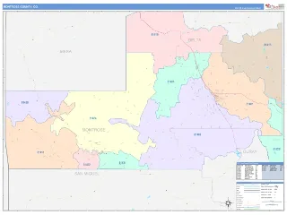 Montrose County, CO ColorCast style ZIP Code wall map