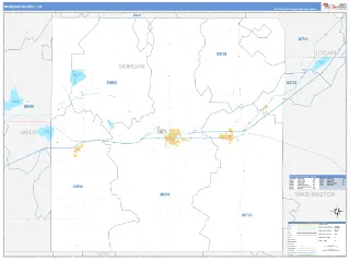 Morgan County, CO Business Reference style ZIP Code wall map