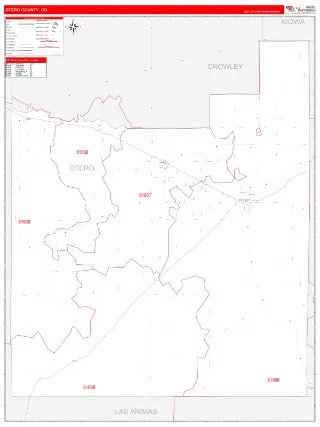 Otero County, CO RedLine style ZIP Code wall map