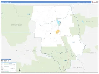 Ouray County, CO Business Reference style ZIP Code wall map