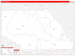 Saguache County, CO RedLine style ZIP Code wall map