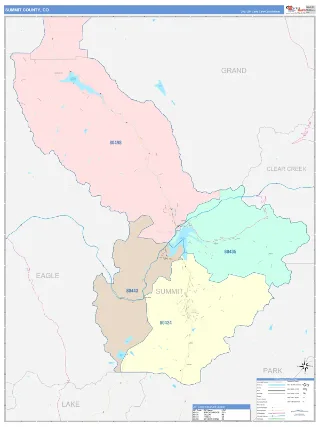 Summit County, CO ColorCast style ZIP Code wall map