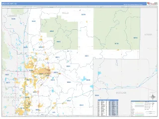 Weld County, CO Business Reference style ZIP Code wall map