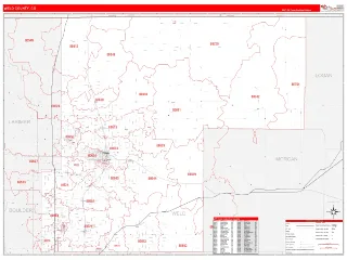 Weld County, CO RedLine style ZIP Code wall map