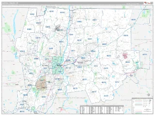 Capitol County, CT Classic style ZIP Code wall map