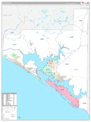 Bay County, FL Classic style ZIP Code wall map