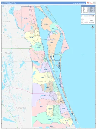 Brevard County, FL ColorCast style ZIP Code wall map