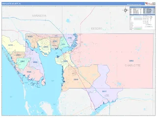 Charlotte County, FL ColorCast style ZIP Code wall map