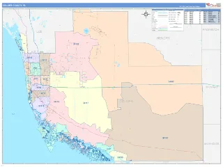 Collier County, FL ColorCast style ZIP Code wall map