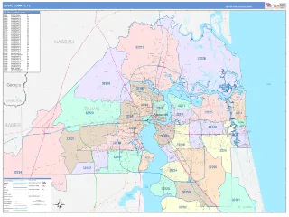 Duval County, FL ColorCast style ZIP Code wall map