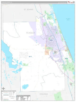 Flagler County, FL Classic style ZIP Code wall map