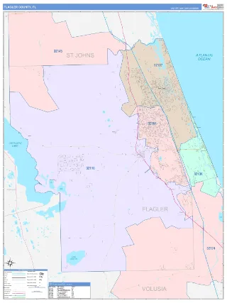 Flagler County, FL ColorCast style ZIP Code wall map