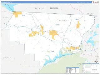 Gadsden County, FL Business Reference style ZIP Code wall map