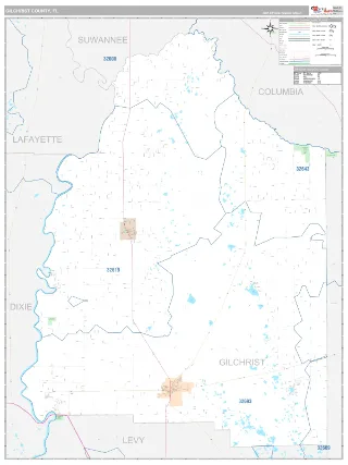 Gilchrist County, FL Classic style ZIP Code wall map