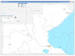 Glades County, FL Business Reference style ZIP Code wall map