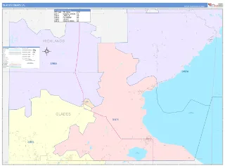 Glades County, FL ColorCast style ZIP Code wall map