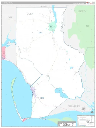 Gulf County, FL Classic style ZIP Code wall map