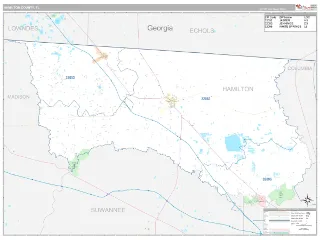 Hamilton County, FL Classic style ZIP Code wall map