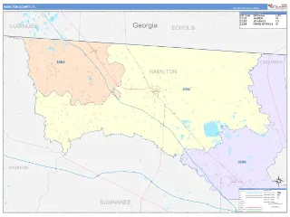 Hamilton County, FL ColorCast style ZIP Code wall map