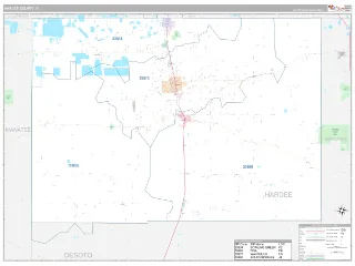 Hardee County, FL Classic style ZIP Code wall map