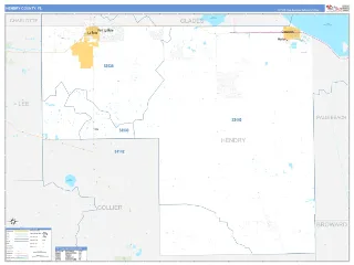 Hendry County, FL Business Reference style ZIP Code wall map