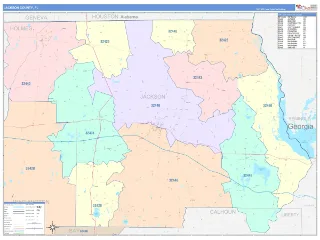 Jackson County, FL ColorCast style ZIP Code wall map