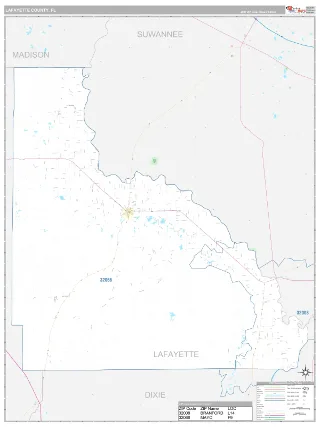 Lafayette County, FL Classic style ZIP Code wall map