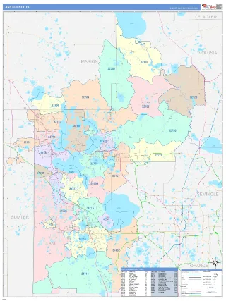 Lake County, FL ColorCast style ZIP Code wall map
