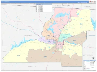 Leon County, FL ColorCast style ZIP Code wall map