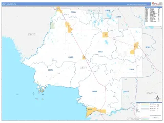 Levy County, FL Business Reference style ZIP Code wall map