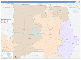Madison County, FL ColorCast style ZIP Code wall map