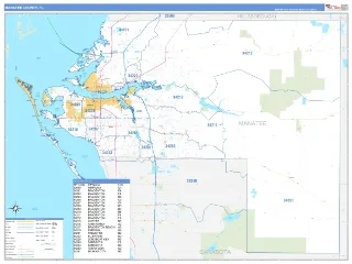 Manatee County, FL Business Reference style ZIP Code wall map