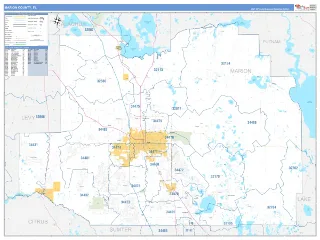 Marion County, FL Business Reference style ZIP Code wall map