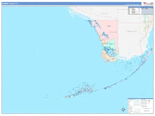 Monroe County, FL ColorCast style ZIP Code wall map