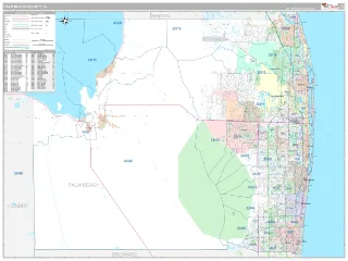 Palm Beach County, FL Classic style ZIP Code wall map