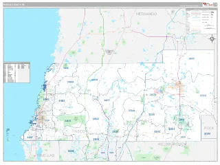 Pasco County, FL Classic style ZIP Code wall map