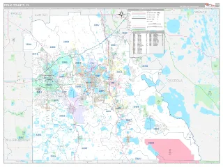 Polk County, FL Classic style ZIP Code wall map