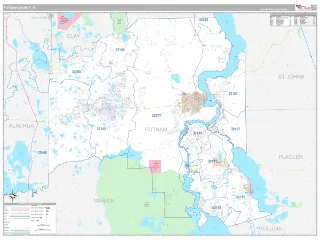 Putnam County, FL Classic style ZIP Code wall map