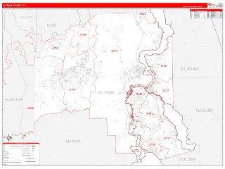Putnam County, FL RedLine style ZIP Code wall map