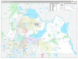 Seminole County, FL Classic style ZIP Code wall map