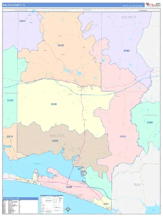 Walton County, FL ColorCast style ZIP Code wall map