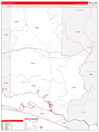 Walton County, FL RedLine style ZIP Code wall map