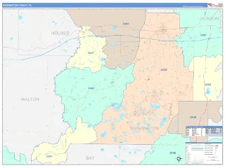 Washington County, FL ColorCast style ZIP Code wall map
